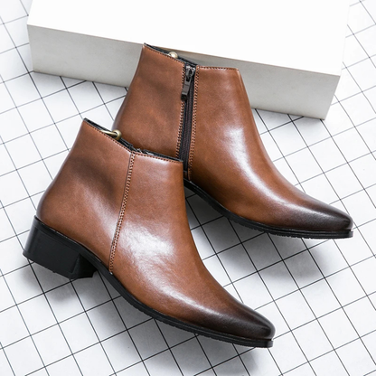 Elegant Men's Leather Ankle Dress Boots