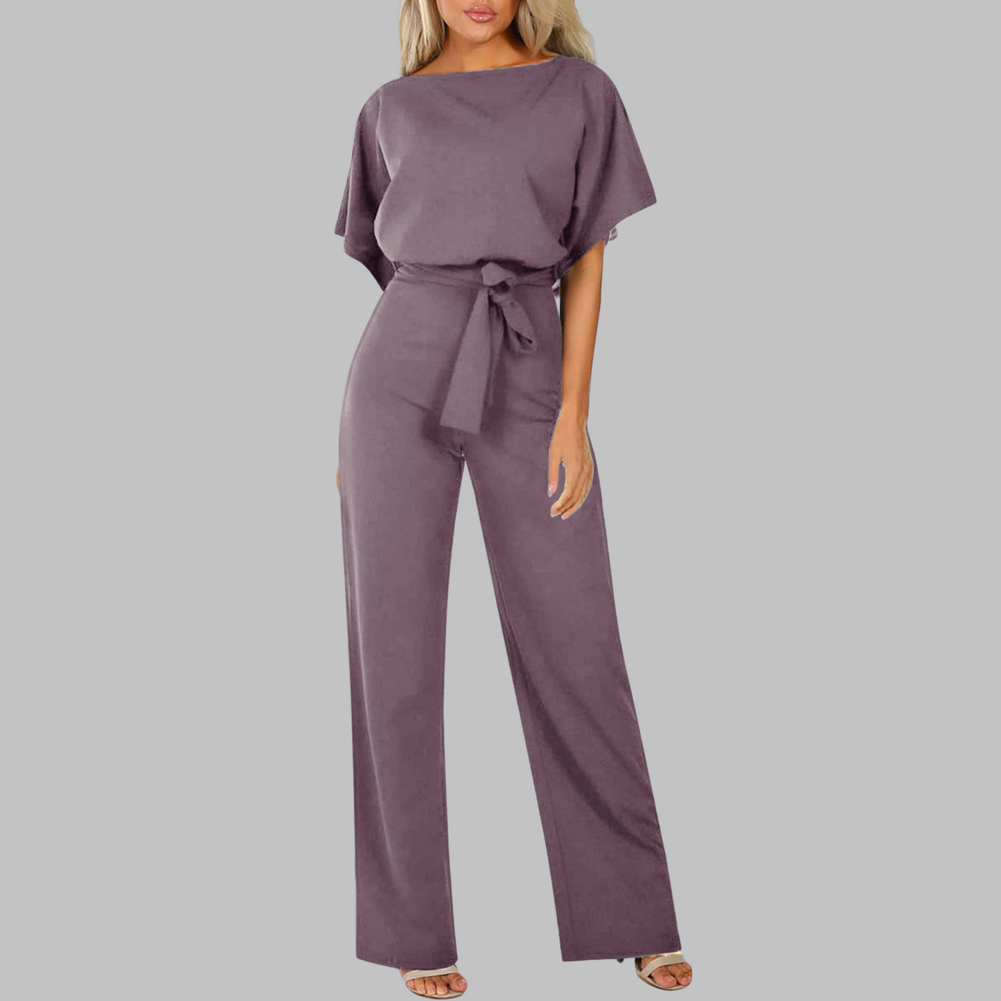 Relaxed Fit V Neck Batwing Jumpsuit