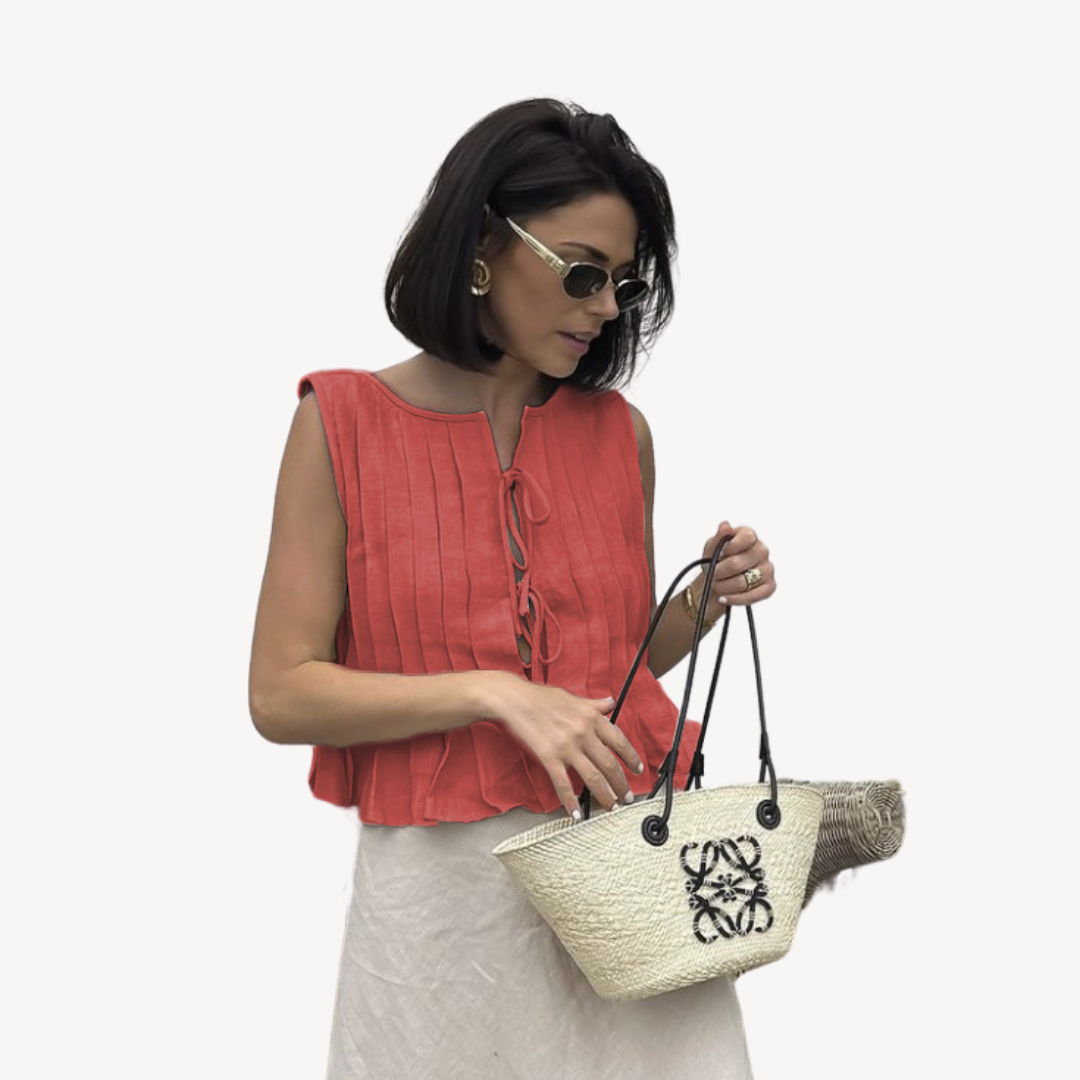 Relaxed Fit Linen Peasant Blouse