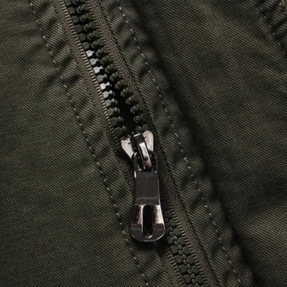 Men's Synthetic Leather Bomber Coat with Pocket Detail