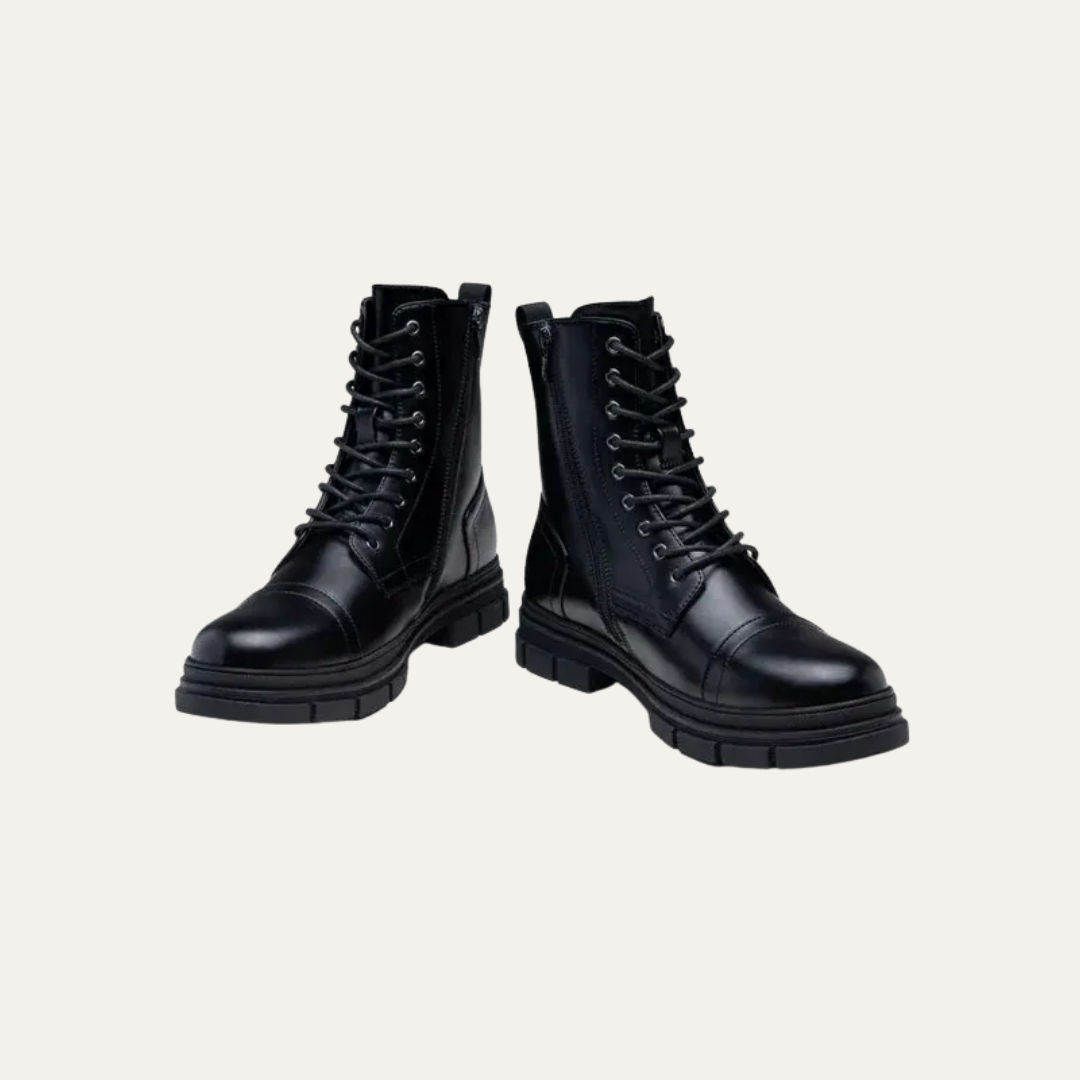 Men's Black Lace Up Ankle Boots with Side Zip