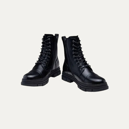 Men's Black Lace Up Ankle Boots with Side Zip