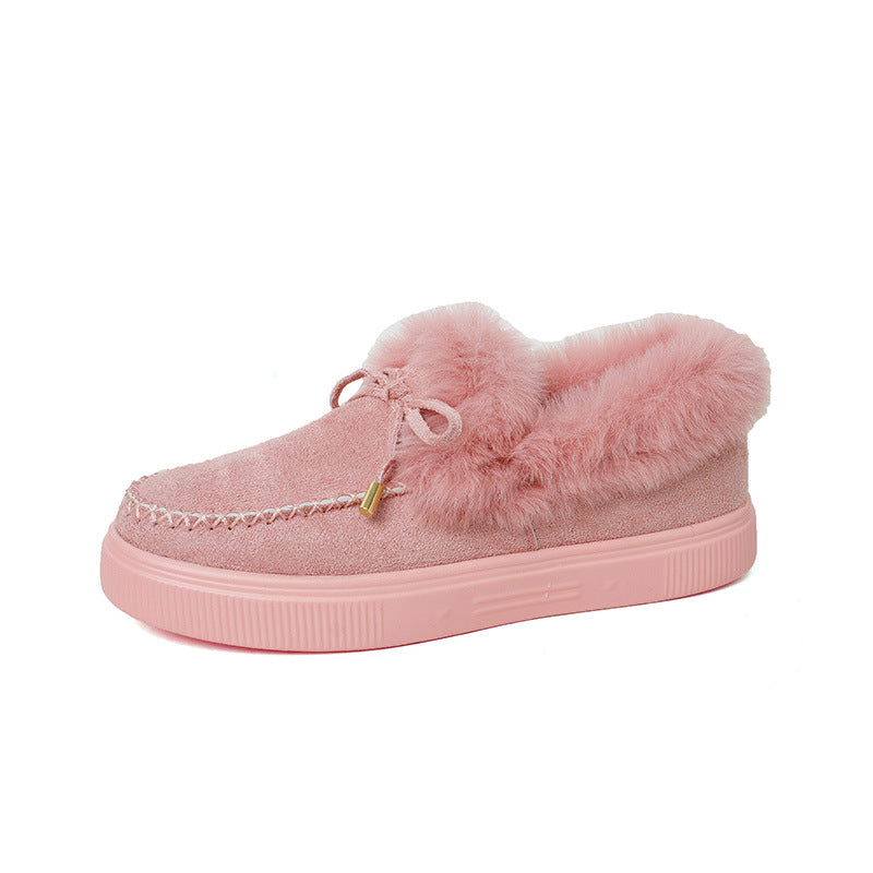 Suede Warm Flat Slip on Snow Boots Faux Fur Lined Loafer Shoes