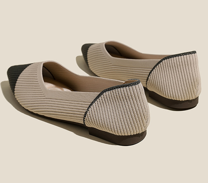 Comfortable Classy Knit Cap Toe Flats-Apricot green