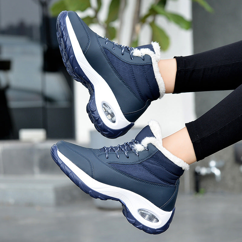 Women Air Cushion Sneakers Boots Warm Fur-Lining Booties