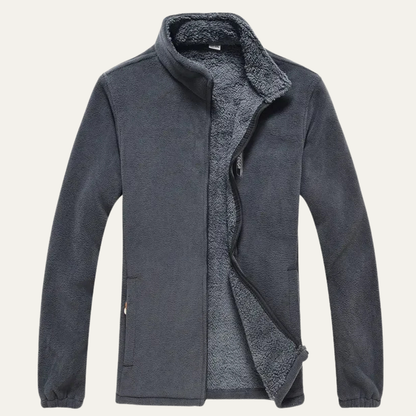 Warm Men's Fleece Zipper Jacket with High Collar - OutfitLondon
