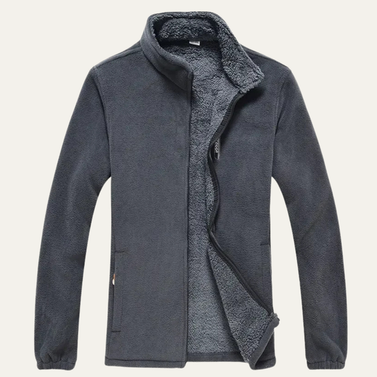 Warm Men's Fleece Zipper Jacket with High Collar - OutfitLondon