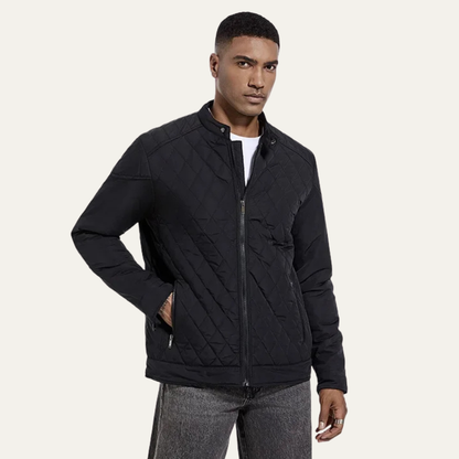 Slim Fit Men's Quilted Zip Jacket with High Collar