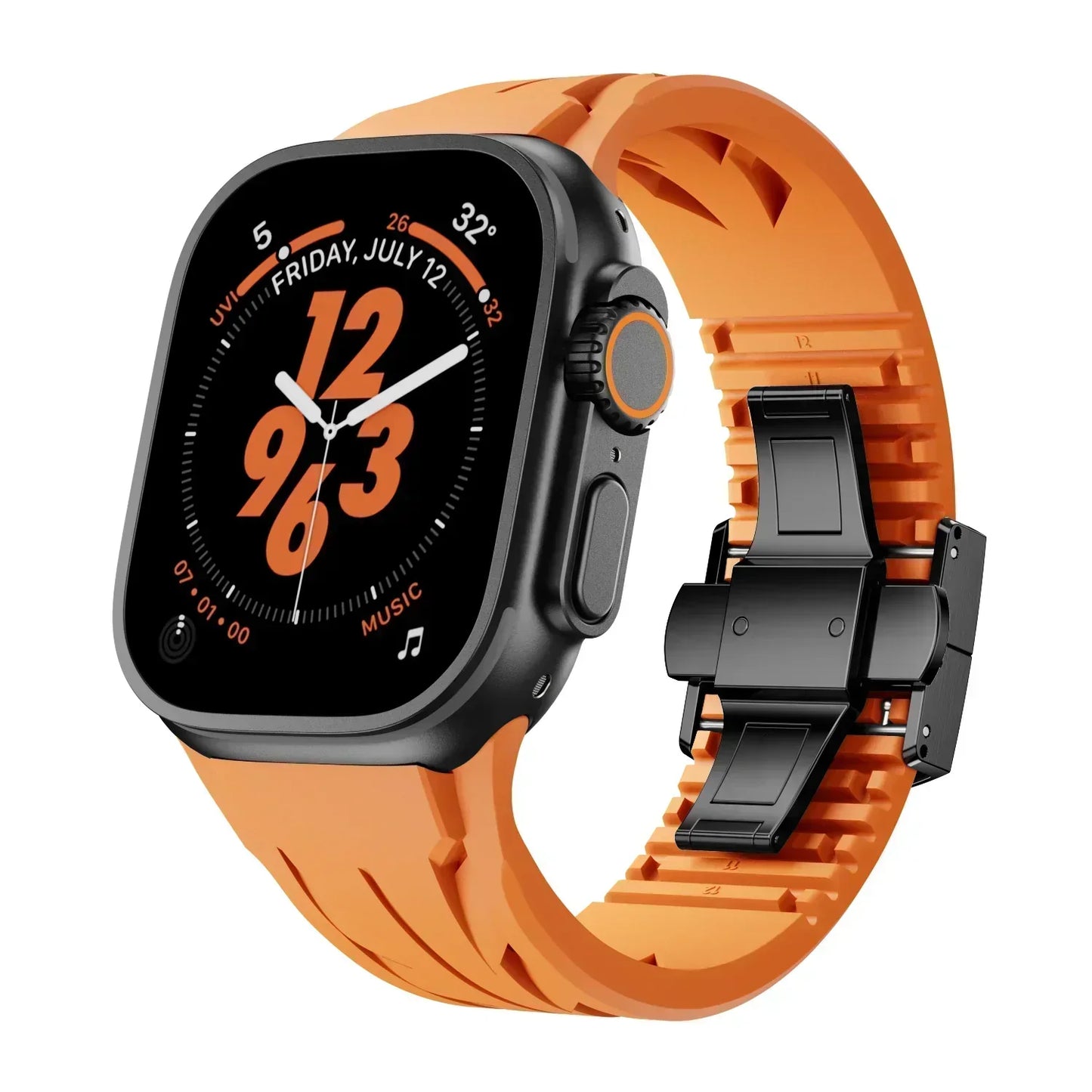 Flexible Silicone Apple Watch Strap With Silver Buckle