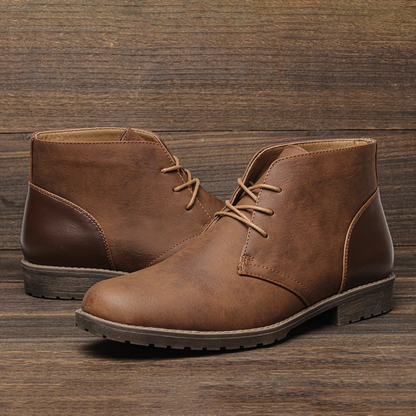 Vintage Men's Leather Ankle Boots with Laces