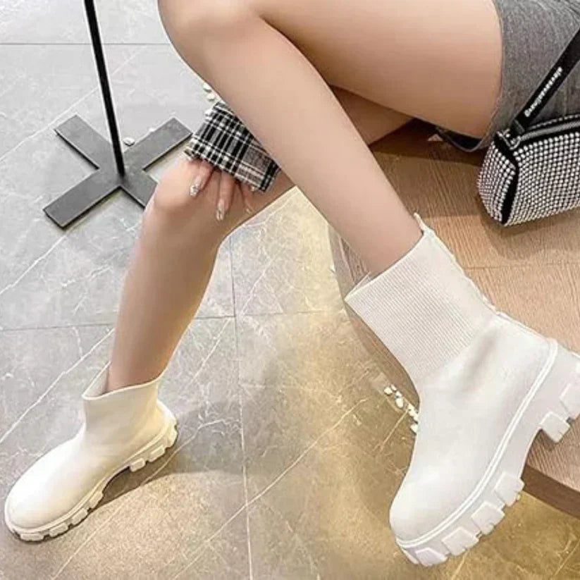 Chic Knit Low Heel Boots