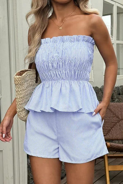 Ruffled Halter Summer 2 Piece Outfit Set