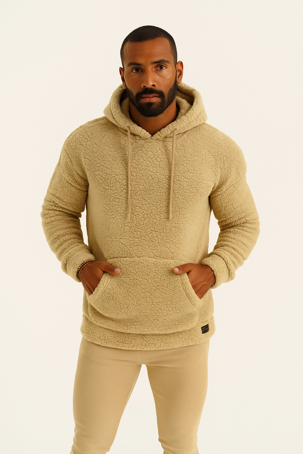 Classic Mens Beige Hoodie Jacket - OutfitLondon