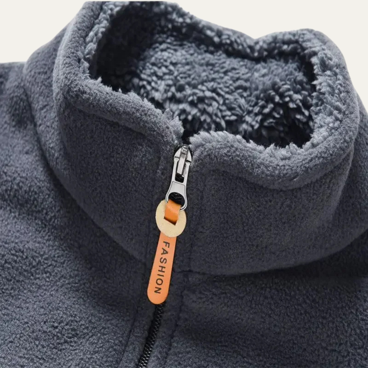 Warm Men's Fleece Zipper Jacket with High Collar