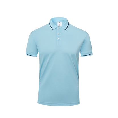 Men's Casual Cotton Short-Sleeve Polo Shirt with Lapel Collar