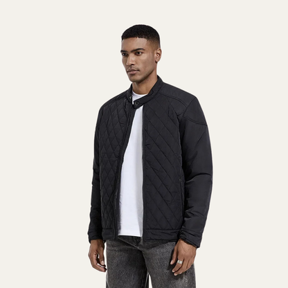 Slim Fit Men's Quilted Zip Jacket with High Collar