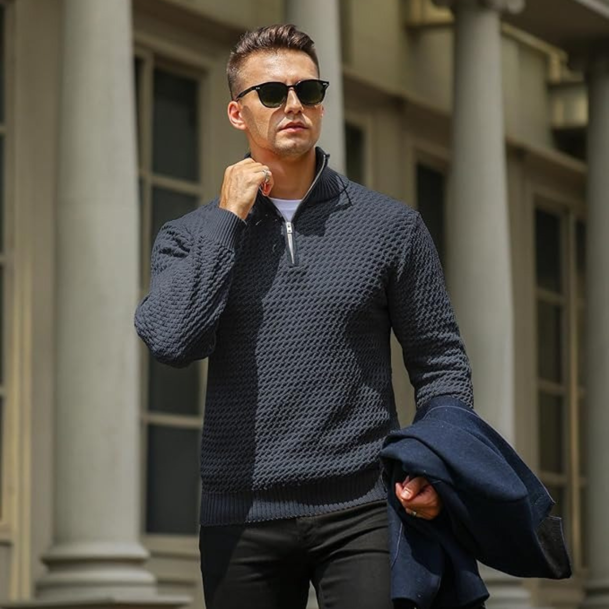 Premium Men's Quarter Zip Sweater
