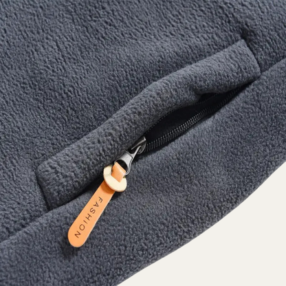 Warm Waterproof Men's Fleece Zip Jacket with Pockets