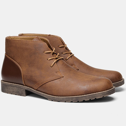 Vintage Men's Leather Ankle Boots with Laces