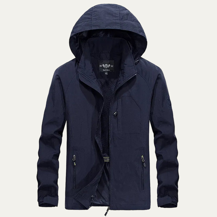 Waterproof Men's Windbreaker Jacket with Removable Hood