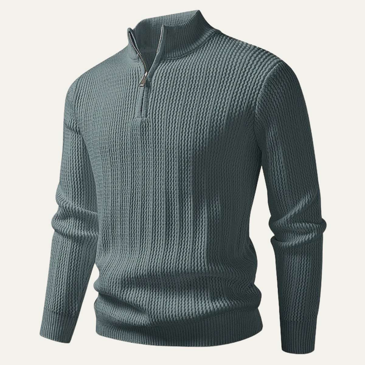 Warm Men's Knit Half Zip Winter Sweater