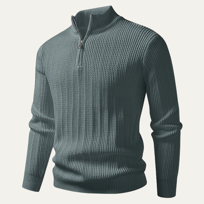 Warm Men's Knit Half Zip Winter Sweater