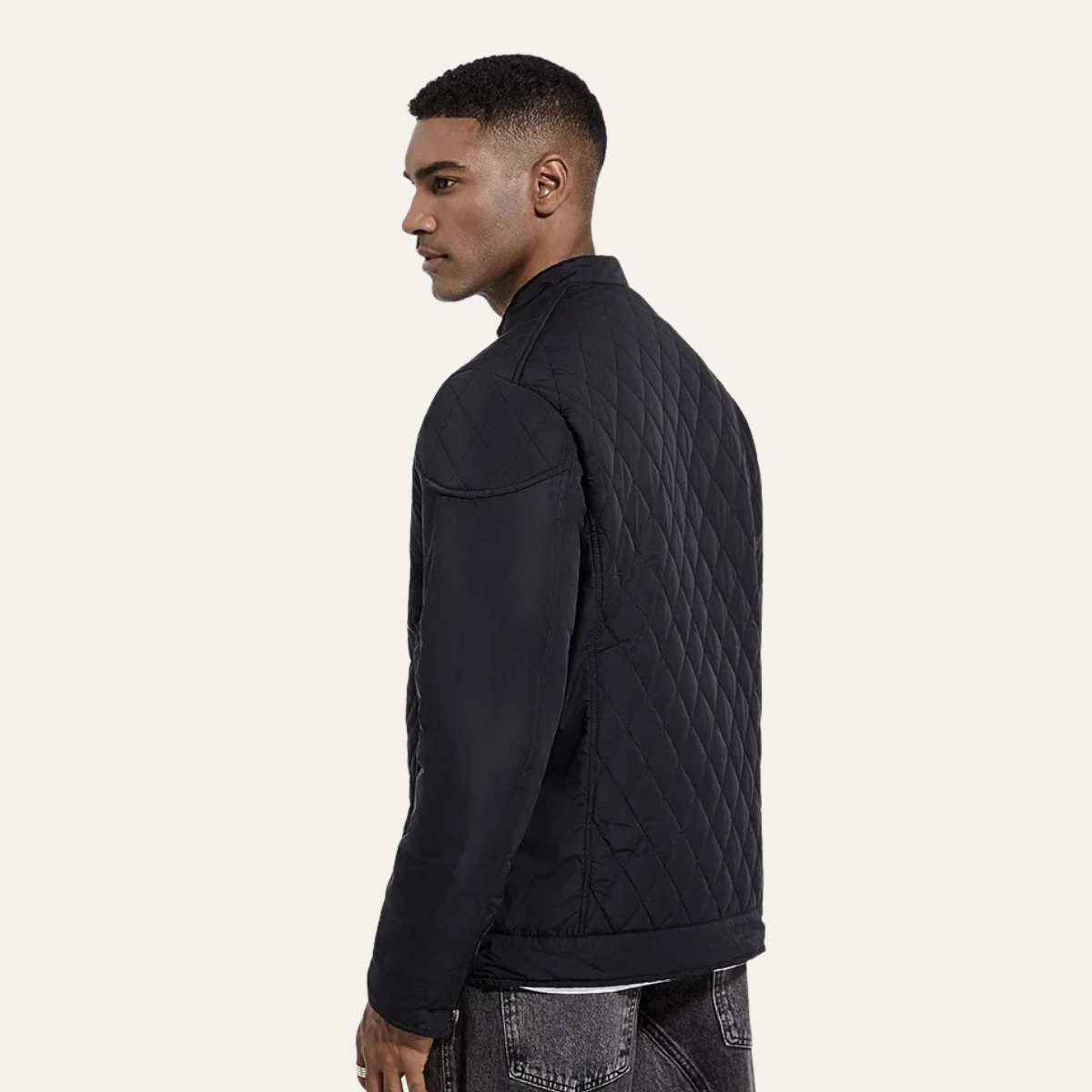 Slim Fit Men's Quilted Zip Jacket with High Collar