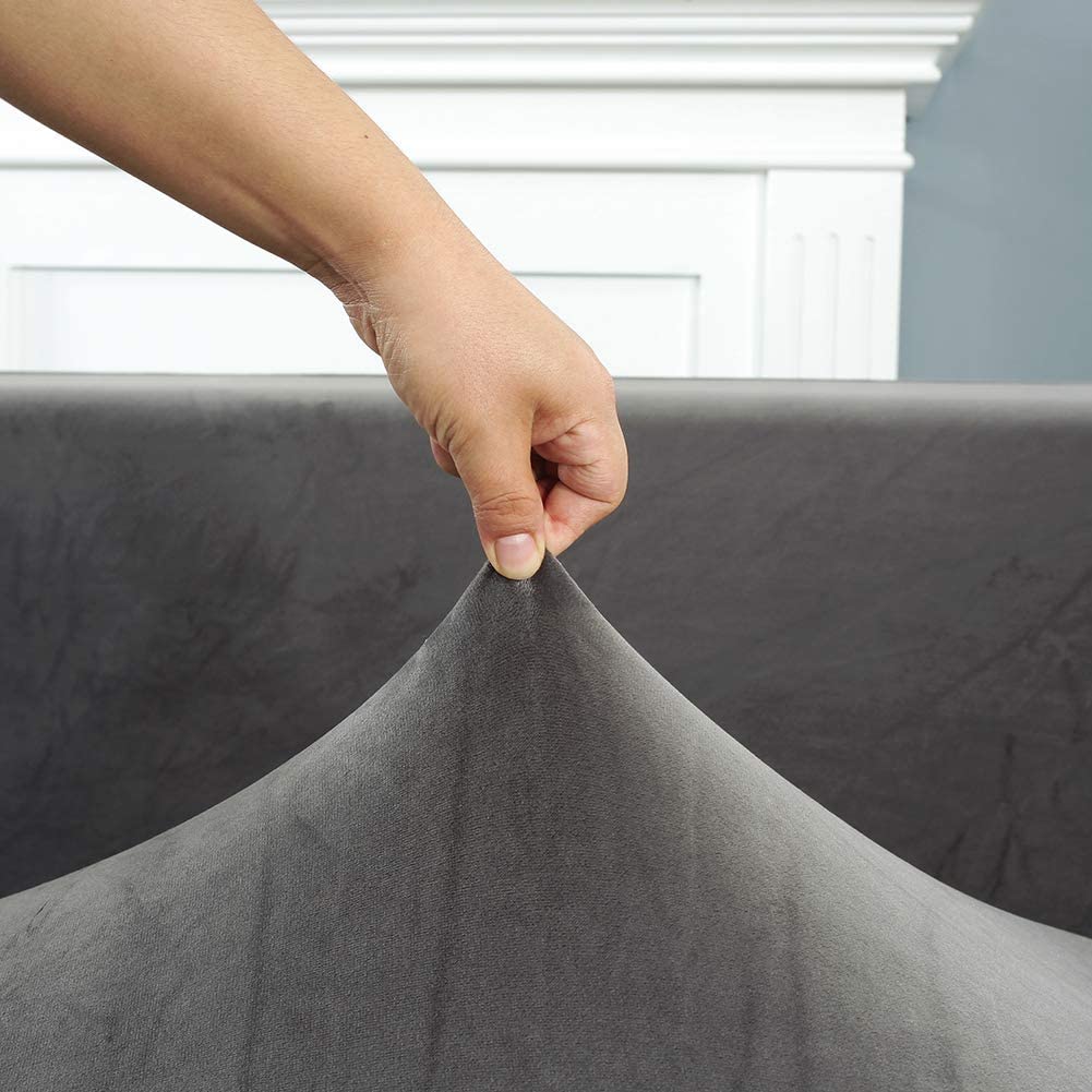 Velvet Plush Corner Sectional Corner Sofa Covers , Stretch Sofa Slipcover
