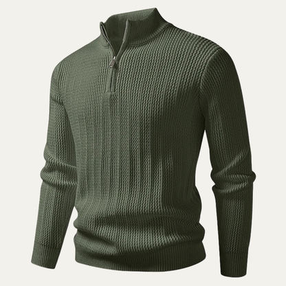 Warm Men's Knit Half Zip Winter Sweater