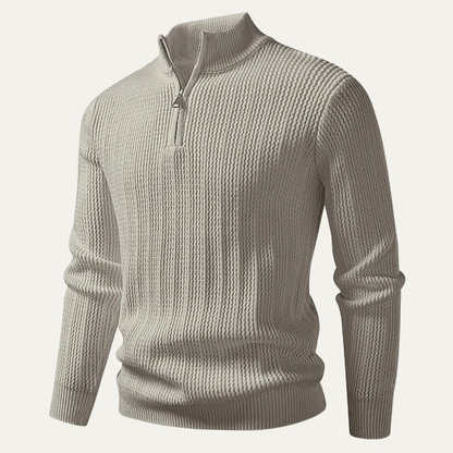 Warm Men's Knit Half Zip Winter Sweater