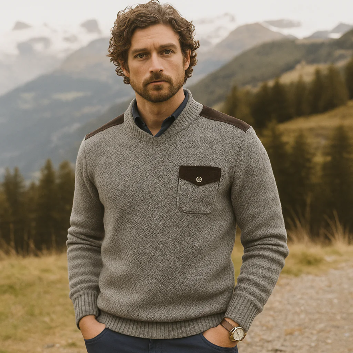 Soft Grey Crew Neck Winter Sweater