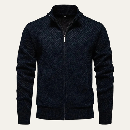 Cozy Men's Fleece Lined Knit Zip Up Cardigan
