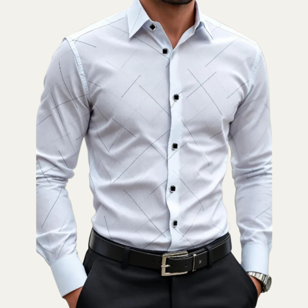 Classic Men's White Dress Office Shirt