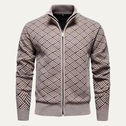 Cozy Men's Fleece Lined Knit Zip Up Cardigan