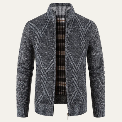 Warm Mens Knit Zip Up Cardigan Sweater