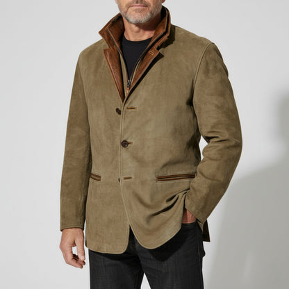 Men's Luxury Suede Leather Jacket Classic Fit - OutfitLondon