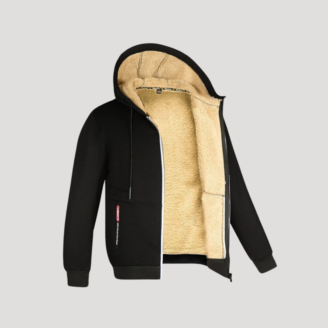 Warm Fleece Lined Zipper Hooded Jacket