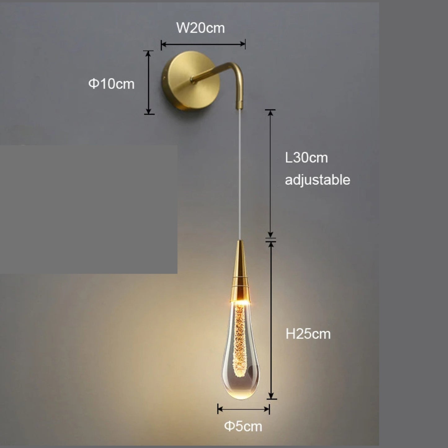 Contemporary Clear Drop LED Wall Light Fixture