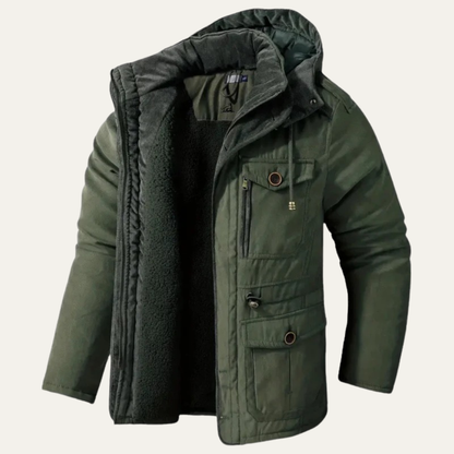 Rugged Corduroy Work Jacket with Faux Fur Collar