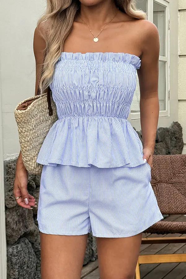 Ruffled Halter Summer 2 Piece Outfit Set