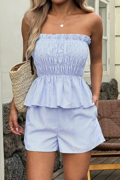 Ruffled Halter Summer 2 Piece Outfit Set