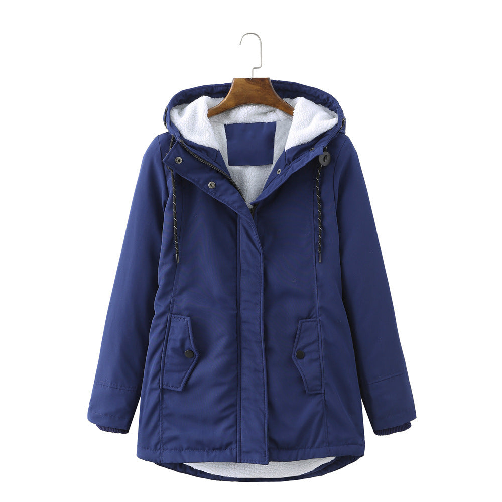 Cozy Ladies Waterproof Parka Coat with Fleece Hood