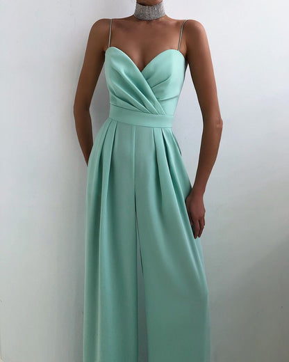 Women's Elegant V Neck Loose Jumpsuit