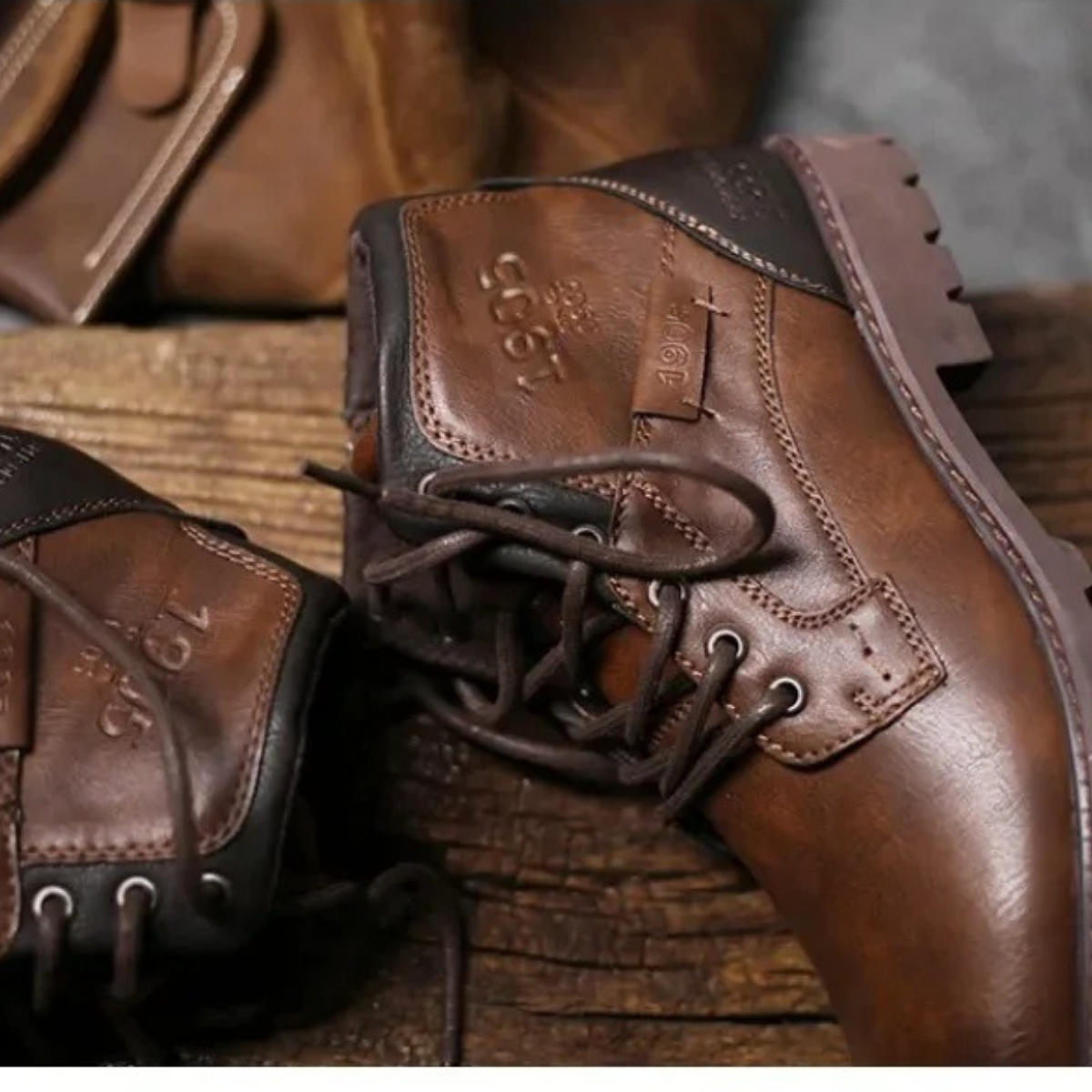 Rugged Men's Classic Leather Ankle Boots