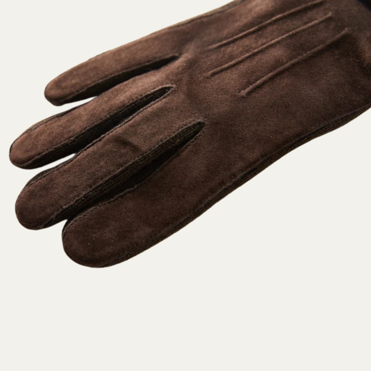 Warm Men's Suede Gloves with Fleece Lining