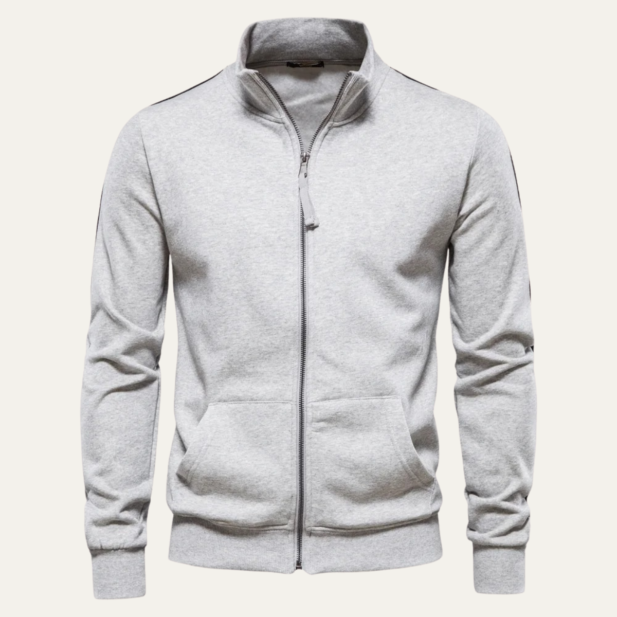 Relaxed Fit Men's Zipper Cotton Jacket with Pockets