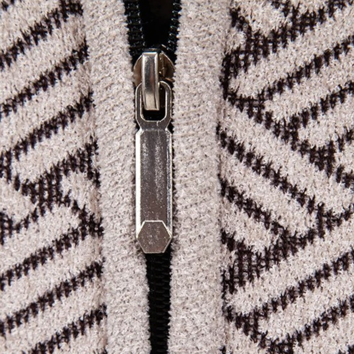 Men's Classic Knit Pattern Jacket with Stand Collar