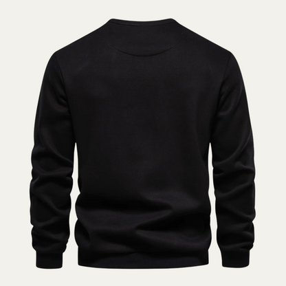 Relaxed Fit Men's Crew Neck Sweater with Pocket