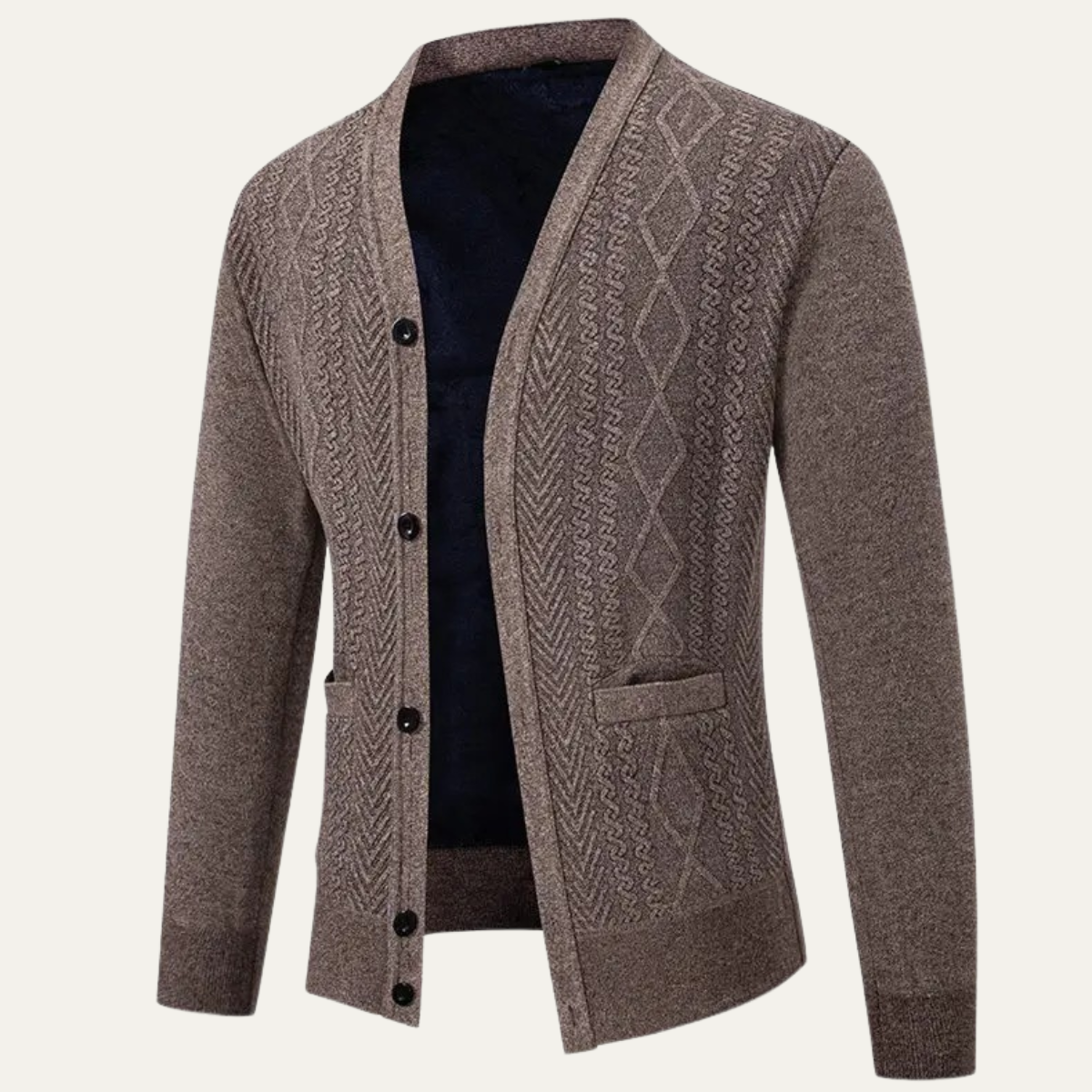 Men's Cozy Crew Neck Pocket Cardigan Sweater