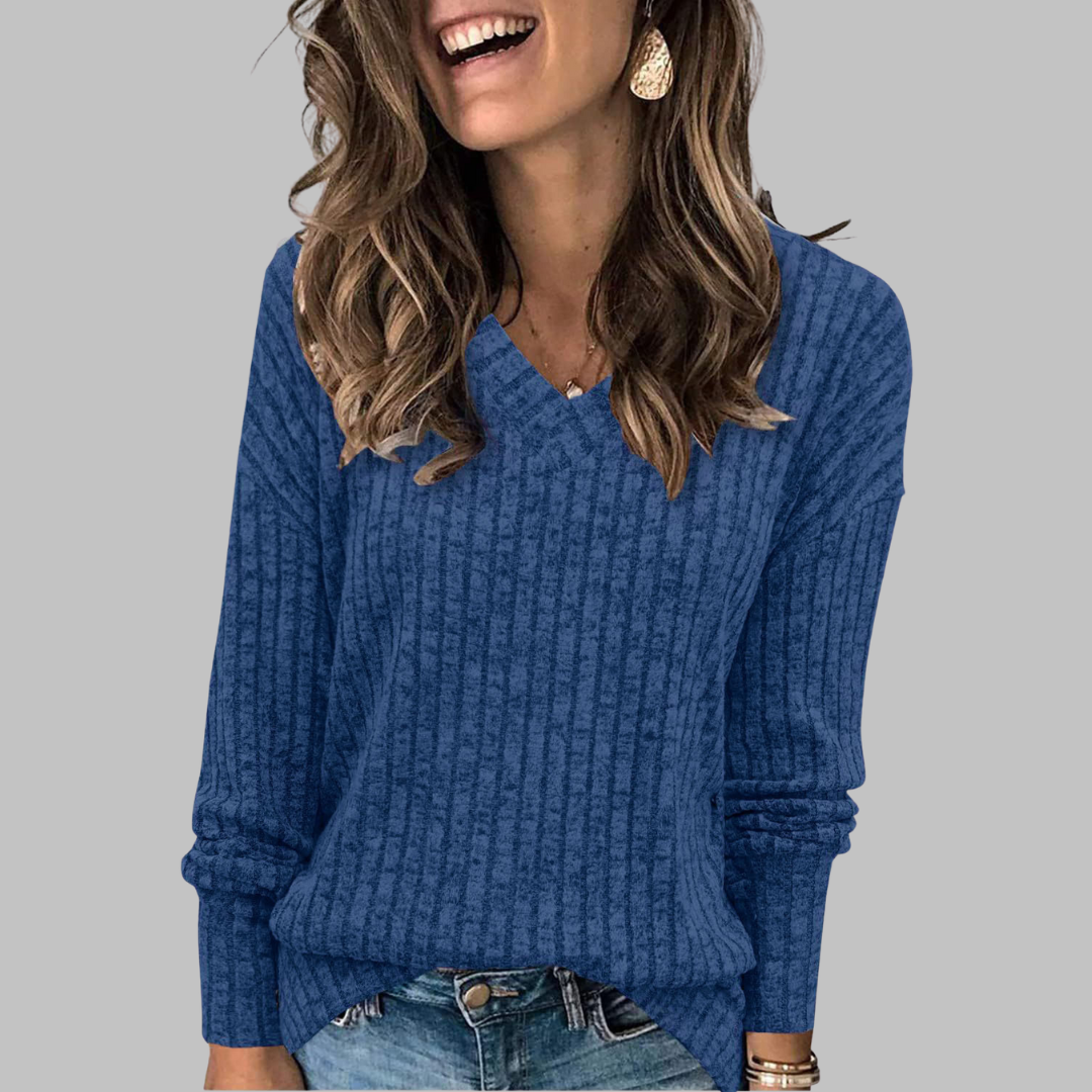 Soft Relaxed Fit V-Neck Long Sleeve Shirt